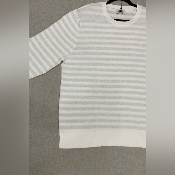 Goodfellow & Co Men's Striped Pullover Sweater, Color White/Striped,Size L - Picture 8 of 13